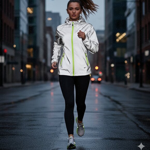 Nike Vapor All over Flash Running Jacket silver volt reflective Size S - Picture 1 of 15